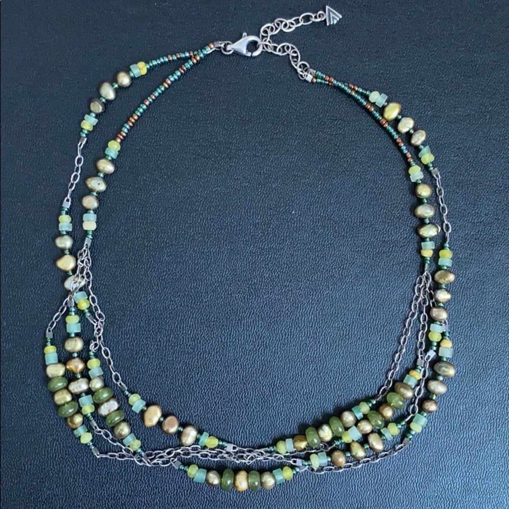 Retired Silpada Green Freshwater Pearl Necklace